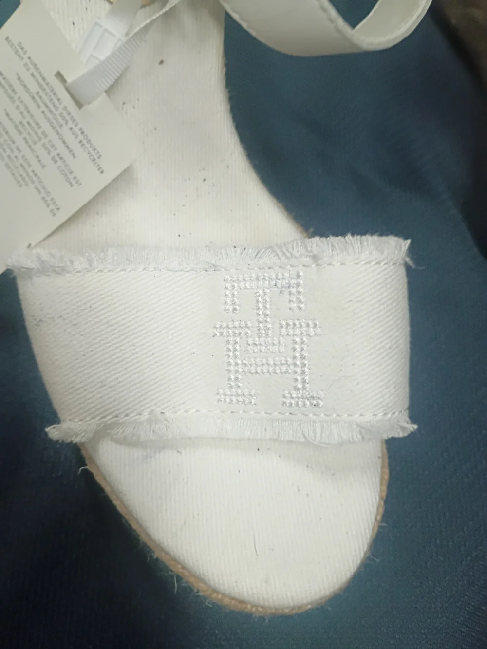 Tommy Hilfiger White Canvas Espadrille Wedge Sandals